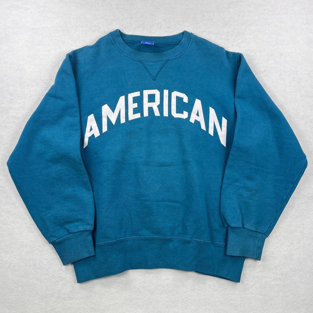 Vintage Champion American Arch Crewneck Sweatshirt Teal Blue Made in USA Large